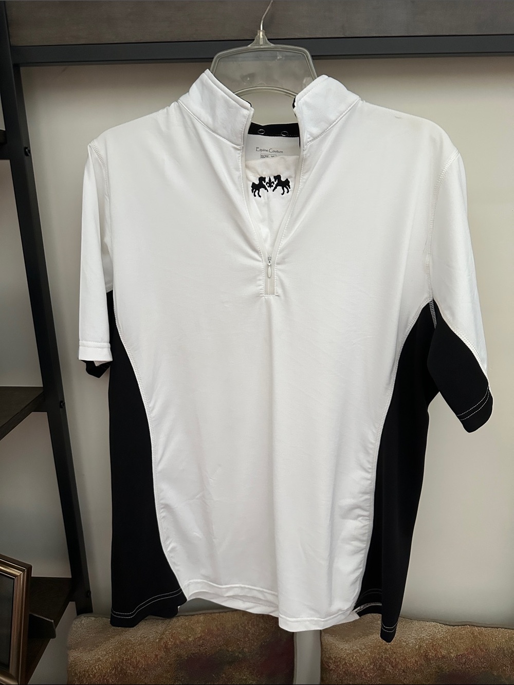 Equine Couture White & Black Quarter-Zip Riding Top